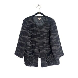 LOGO Lori Goldstein, Textured Black Blazer, Women's Size 14